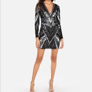 Express | Patterned Sequin Mini Dress